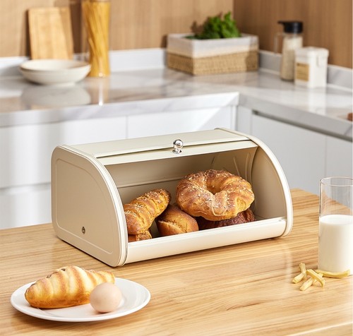 Beige metal bread bin pp11 - beige,