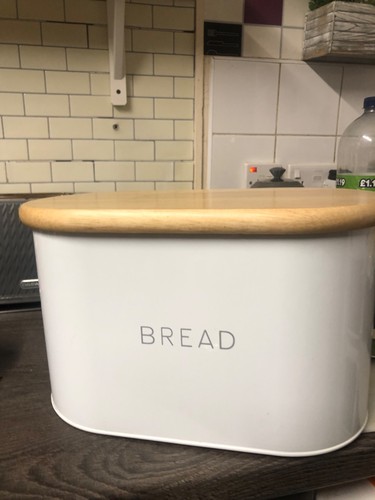 Bread bin white - bin., wooden