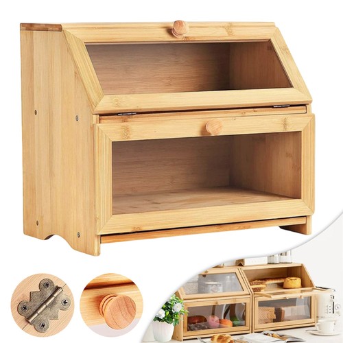 Tier bamboo bread bin double - bamboo,