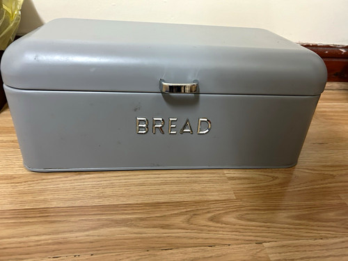 Grey metal bread bin - grey,