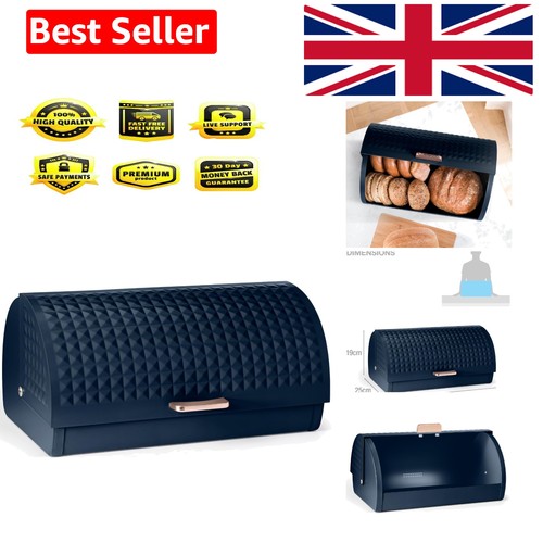 Navy blue metal bread bin - navy, with